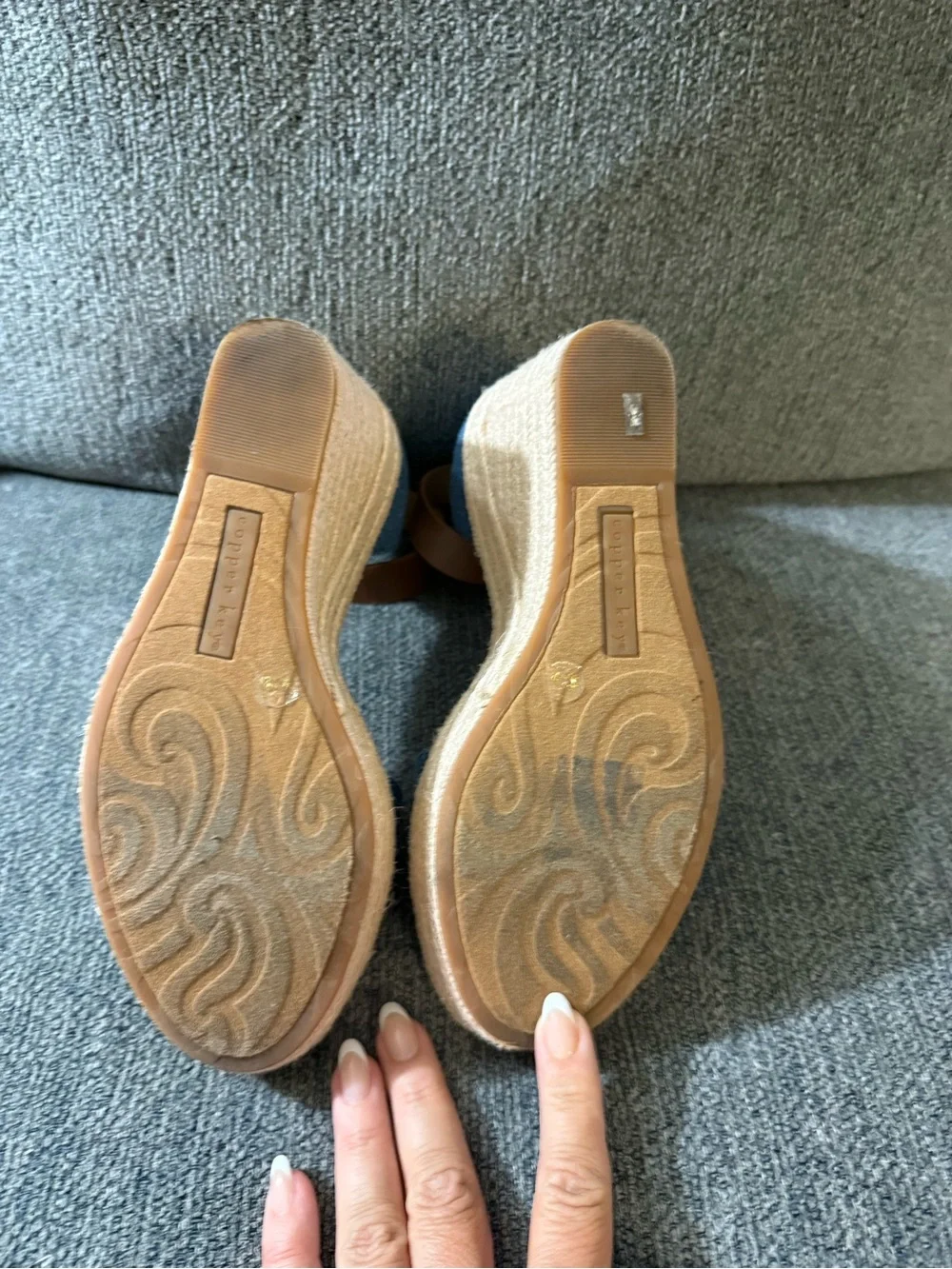 NWOT-Copper Key Denim Blue Espadrille Wedge Sandals